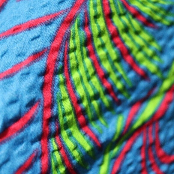 Paper Denim Cloth Bright Blue Floral Short Sleeve Button Down Shirt Medium - Picture 4 of 10